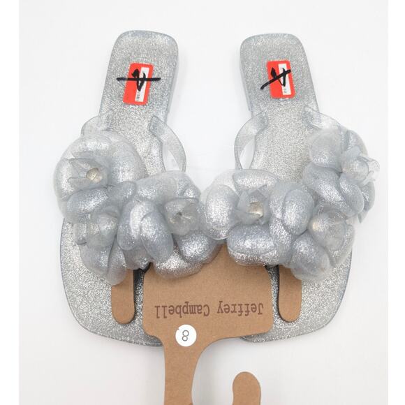 Jeffrey Campbell Fleuris Jelly Flip Flop Thong Sandal Silver Size US8 EU39 - Picture 3 of 11